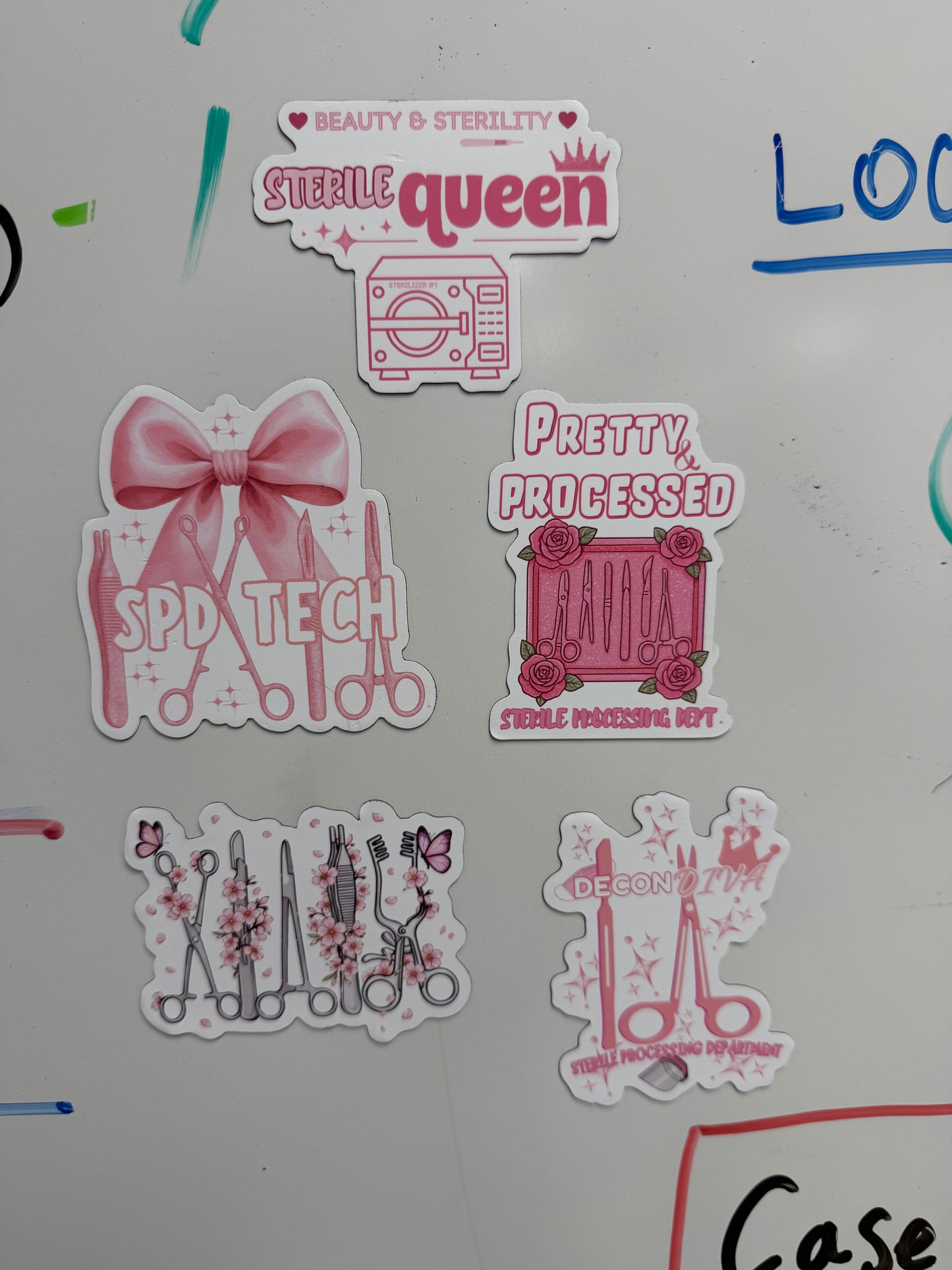 SPD  Diva Magnet Bundle | 5 Sterile Processing Magnets | Pink | Crcst gift | Spd Week | 1 Mystery Acrylic Pin | Decorative Magnets