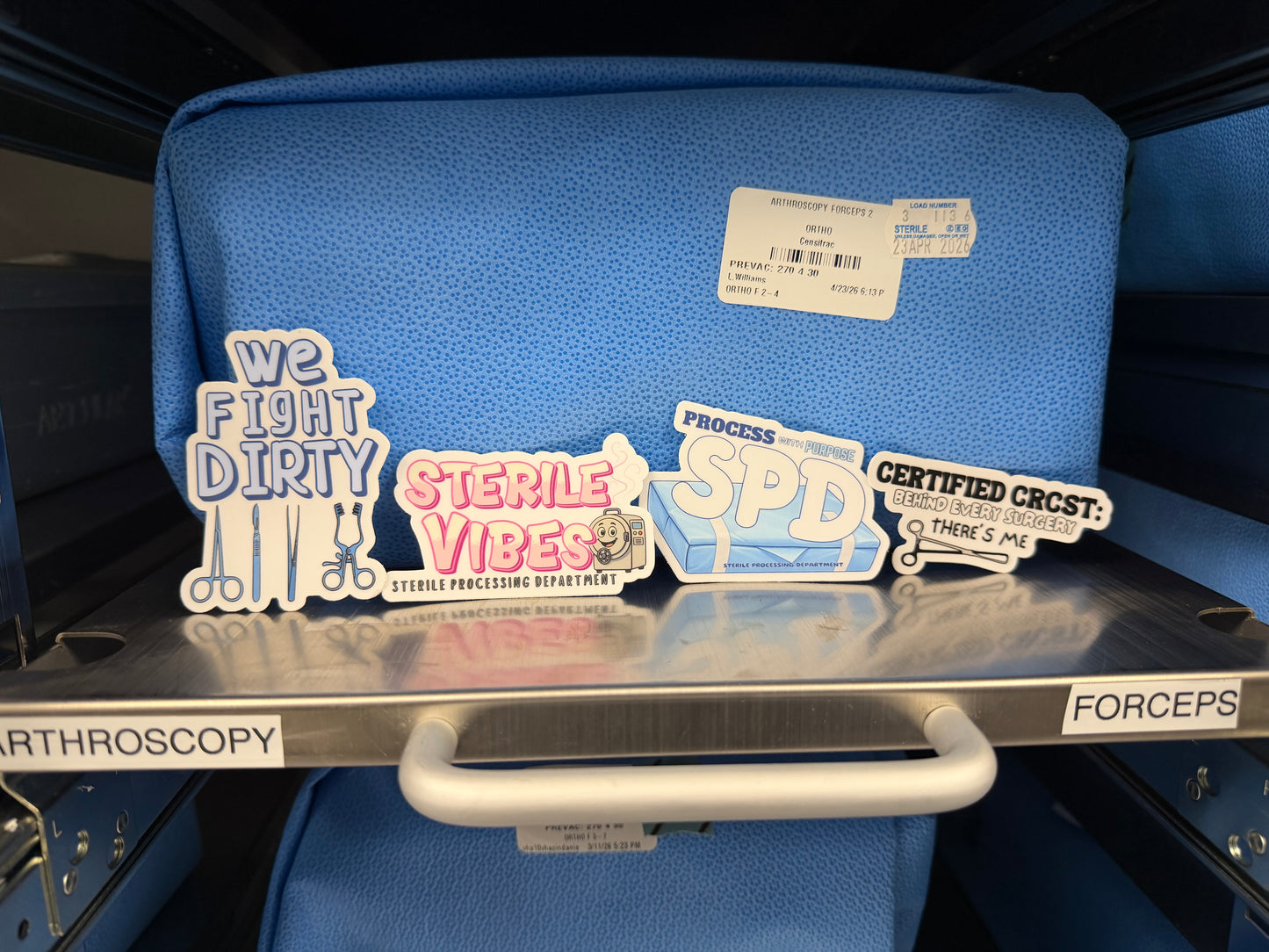 Sterile Processing Sticker Bundle + Mini Acrylic Pin| 4 SPD Stickers & 1 Mystery Mini Acrylic Pin | CSSD Gift | SPD Accessories