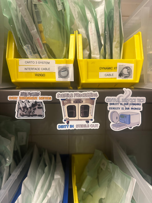 SPD Acrylic Pin & Magnet Bundle | 1 Pin + 3 Magnets | CRCST Gift | Sterile Processing Tech Accessories