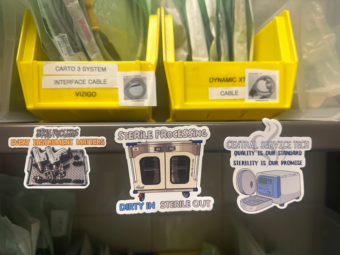 SPD Acrylic Pin & Magnet Bundle | 1 Pin + 3 Magnets | CRCST Gift | Sterile Processing Tech Accessories
