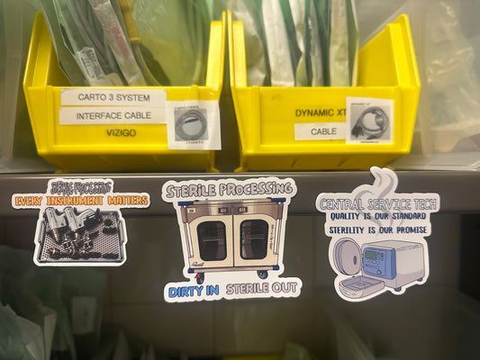 SPD Acrylic Pin & Magnet Bundle | 1 Pin + 3 Magnets | CRCST Gift | Sterile Processing Tech Accessories