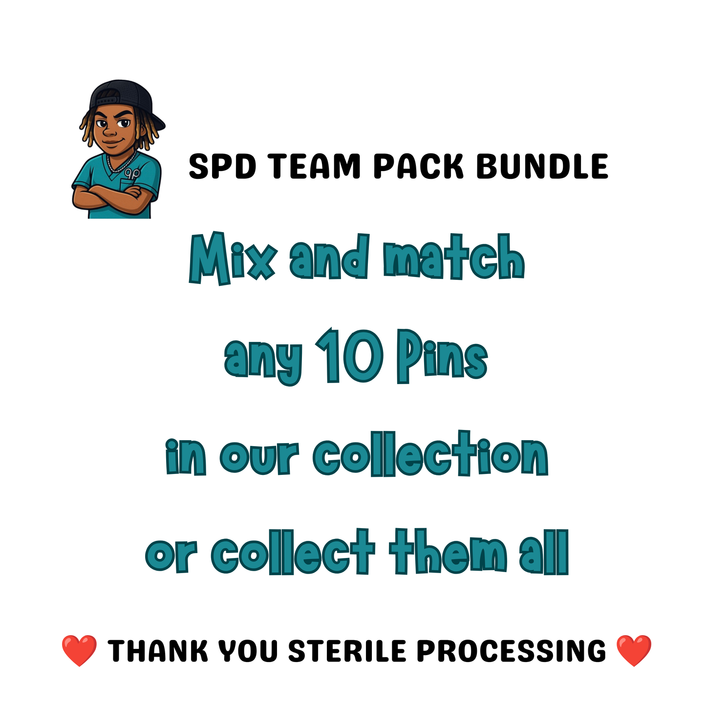 SPD Team Gift Pack | Build your own 10- Pin Bundle | spd Week appreciation | Thank you, sterile processing | Crcst Gift | Central service