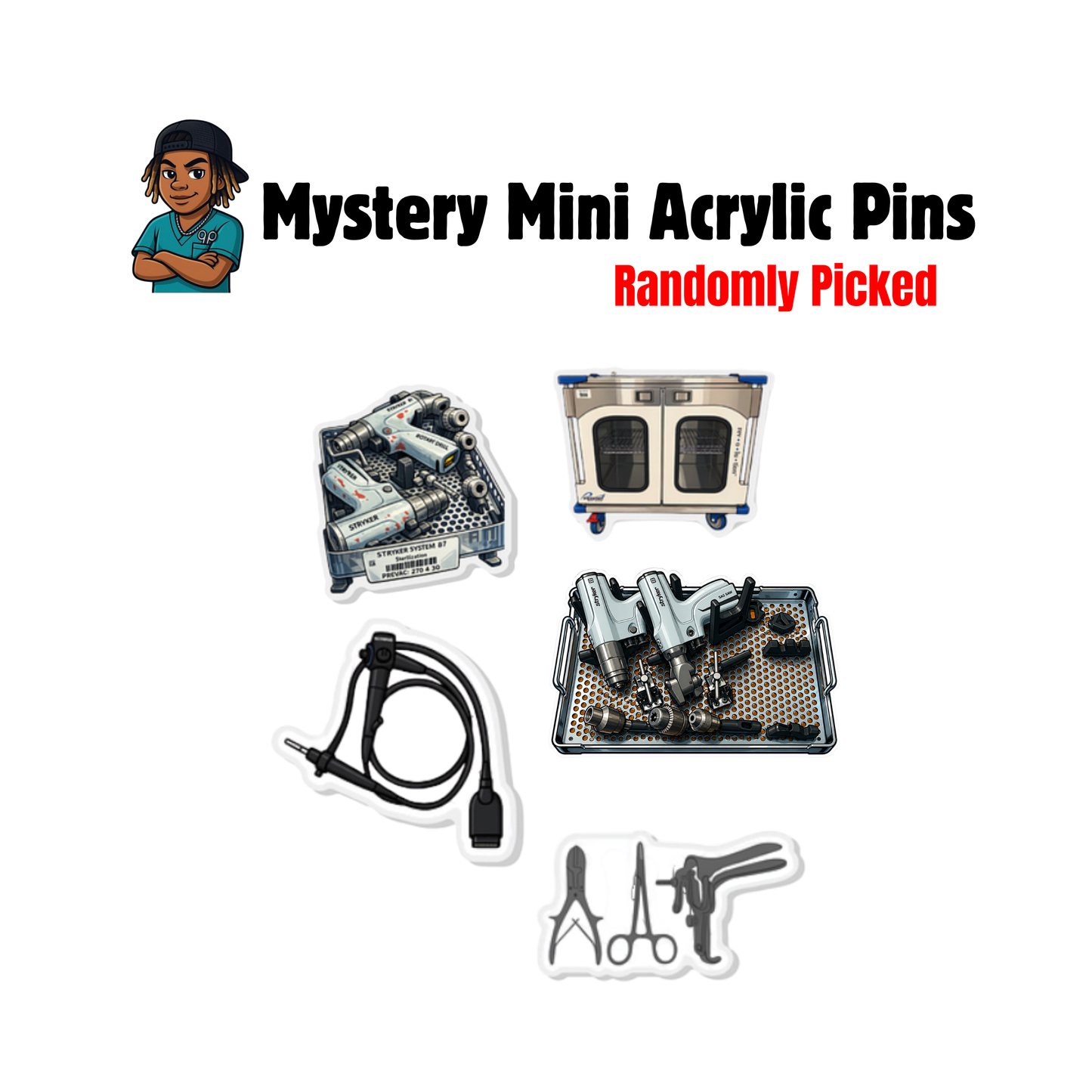 Sterile Processing Sticker Bundle | 5 SPD Stickers + 1 Mystery Mini Acrylic Pin | CSPDT & CRCST Gift | Sterile Processing Tech Accessories