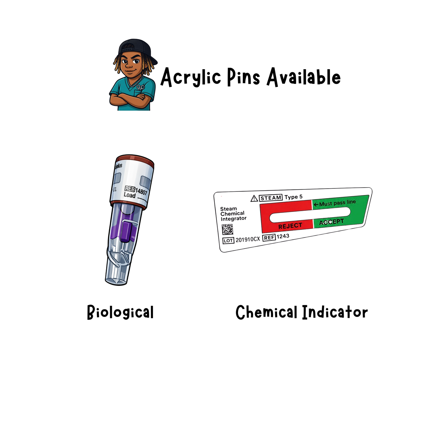 Sterile Processing Badge Reel & Acrylic pin set | SPD Tech Gift | Central Service Technician | Healthcare Worker Gift
