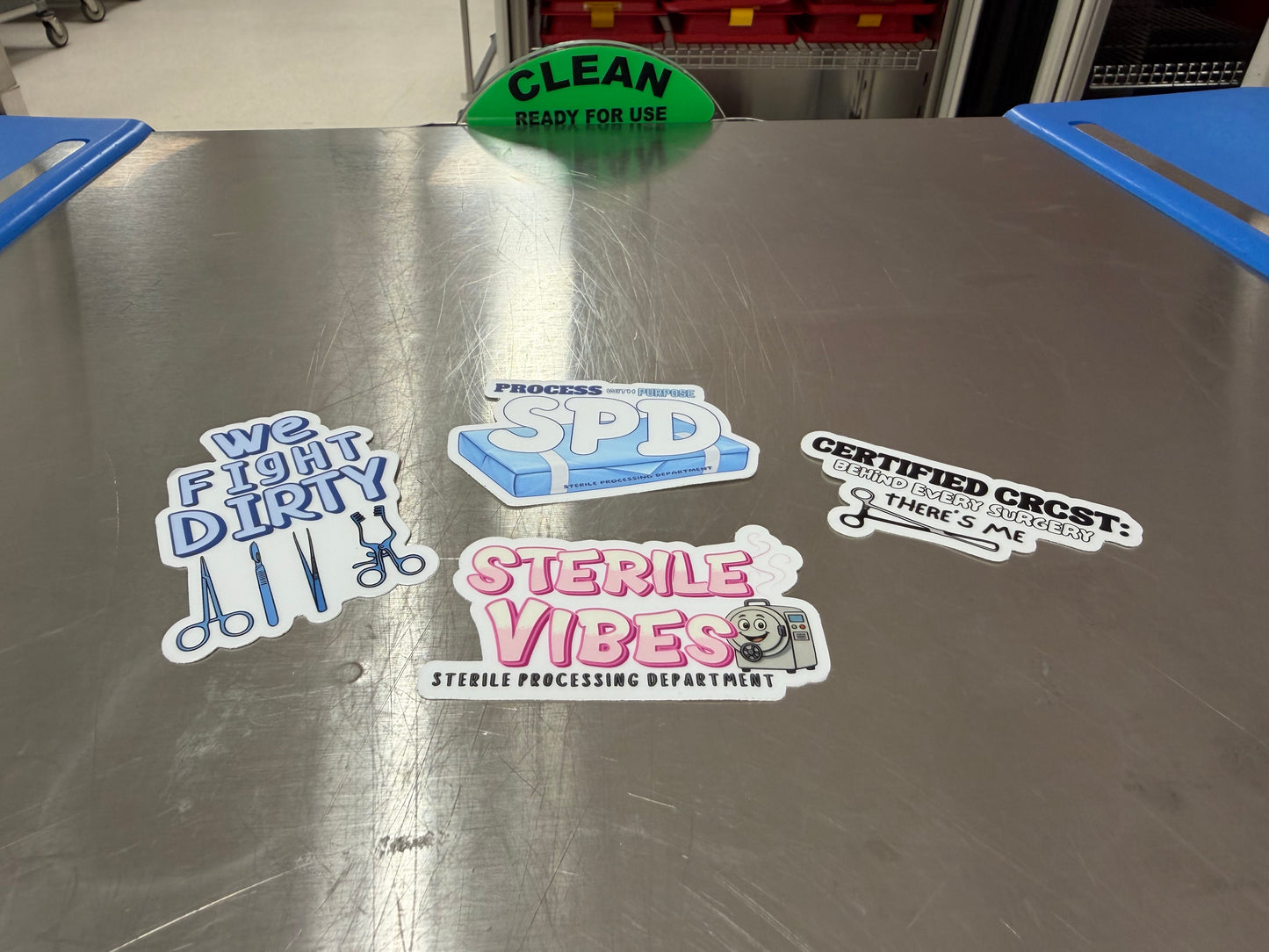 Sterile Processing Sticker Bundle + Mini Acrylic Pin| 4 SPD Stickers & 1 Mystery Mini Acrylic Pin | CSSD Gift | SPD Accessories