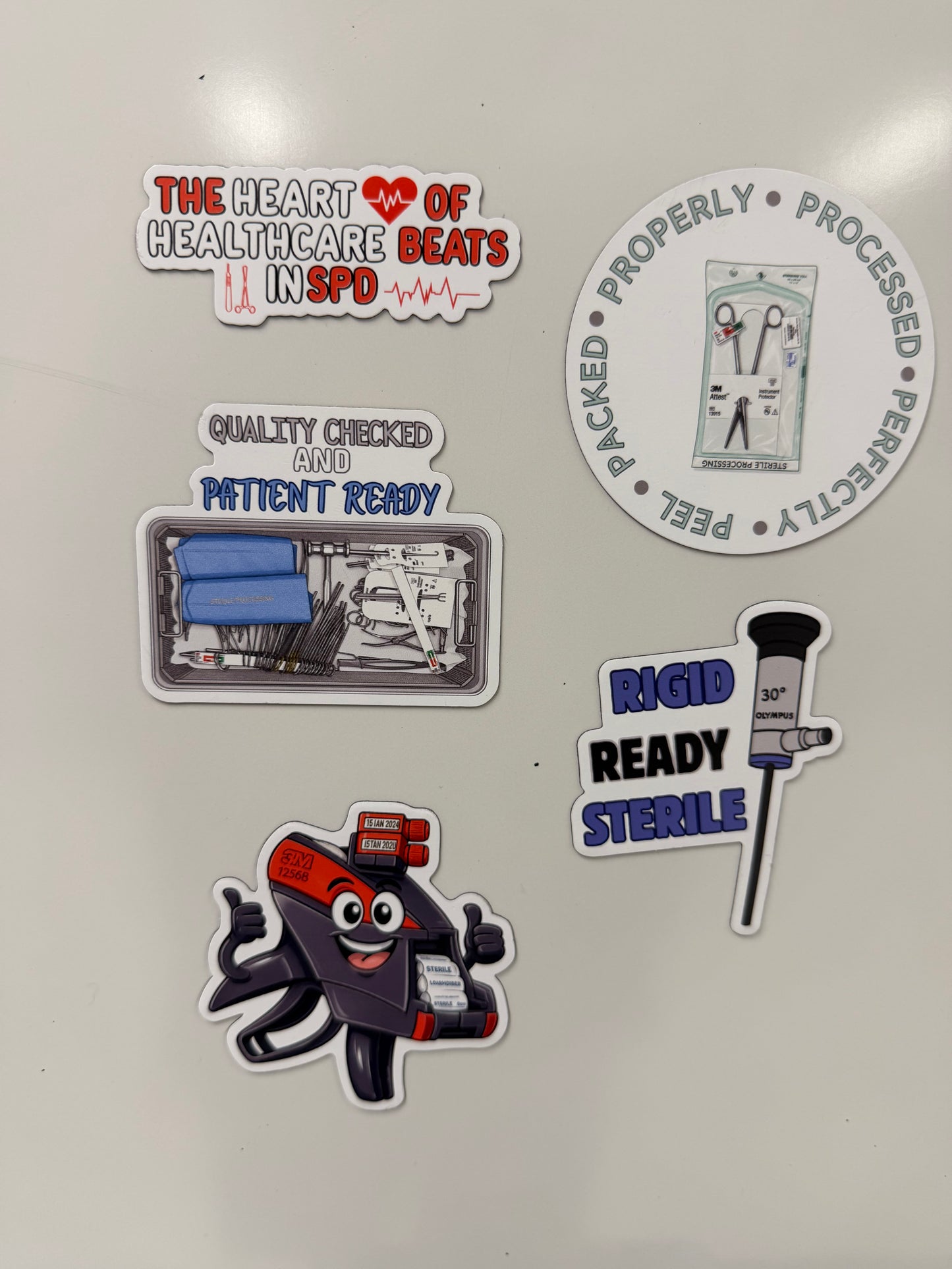Sterile Processing Magnets Bundle | 4 Magnets, Mystery mini acrylic Pin | SPD Healthcare Decor |crcst Gift