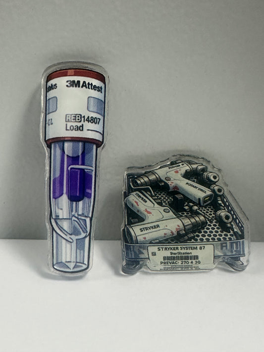 Sterile Processing Acrylic Pin Bundle – 2 Medical Device Pins | SPD Tech Gift | Surgical Instrument & BI Indicator Pins